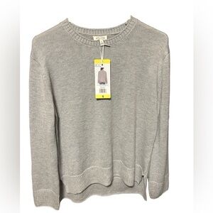 Ella Moss NWT Women’s Gray Crewneck Sweater Long Sleeve Knit High Low Hem To…